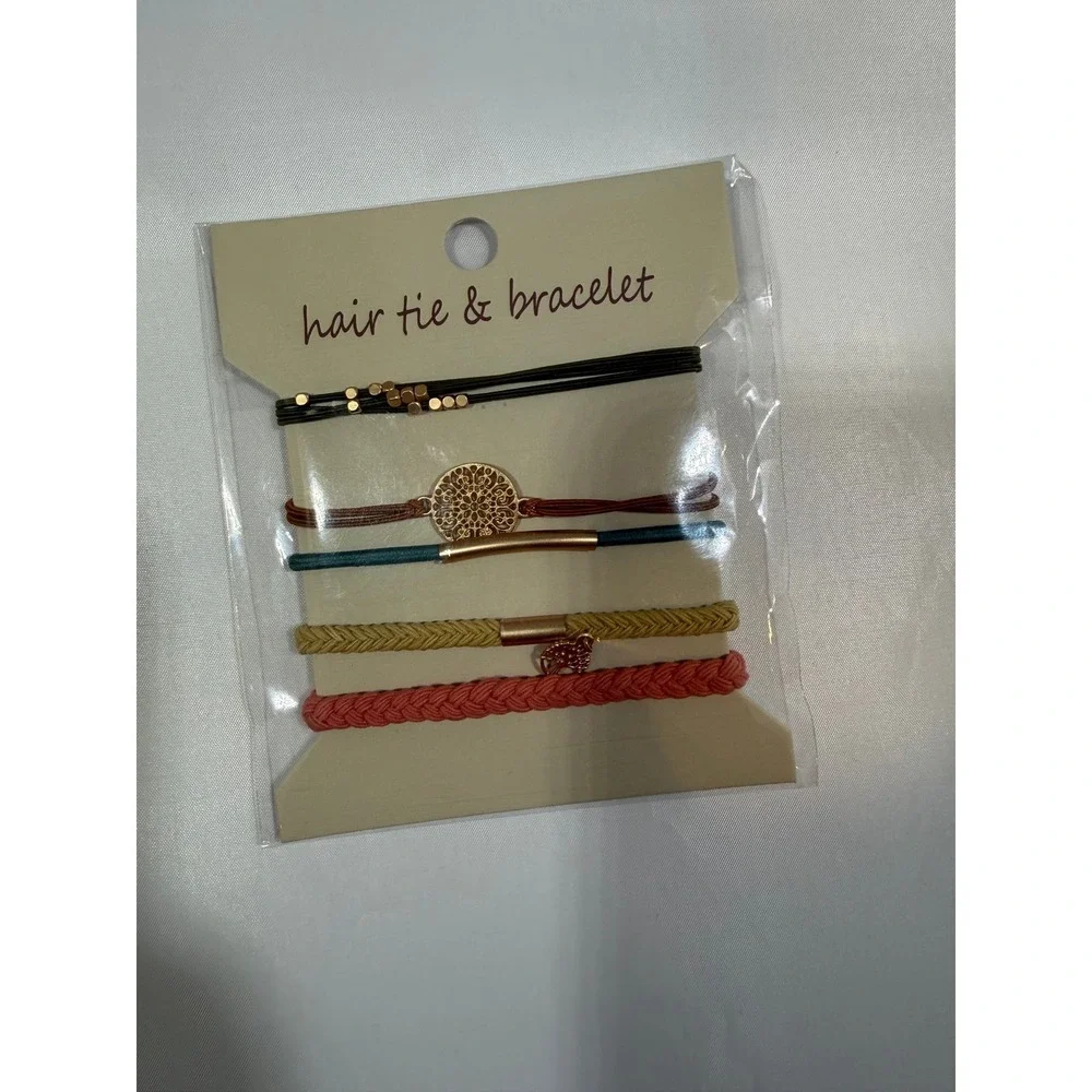 Multicolored hair tie/bracelet set of five